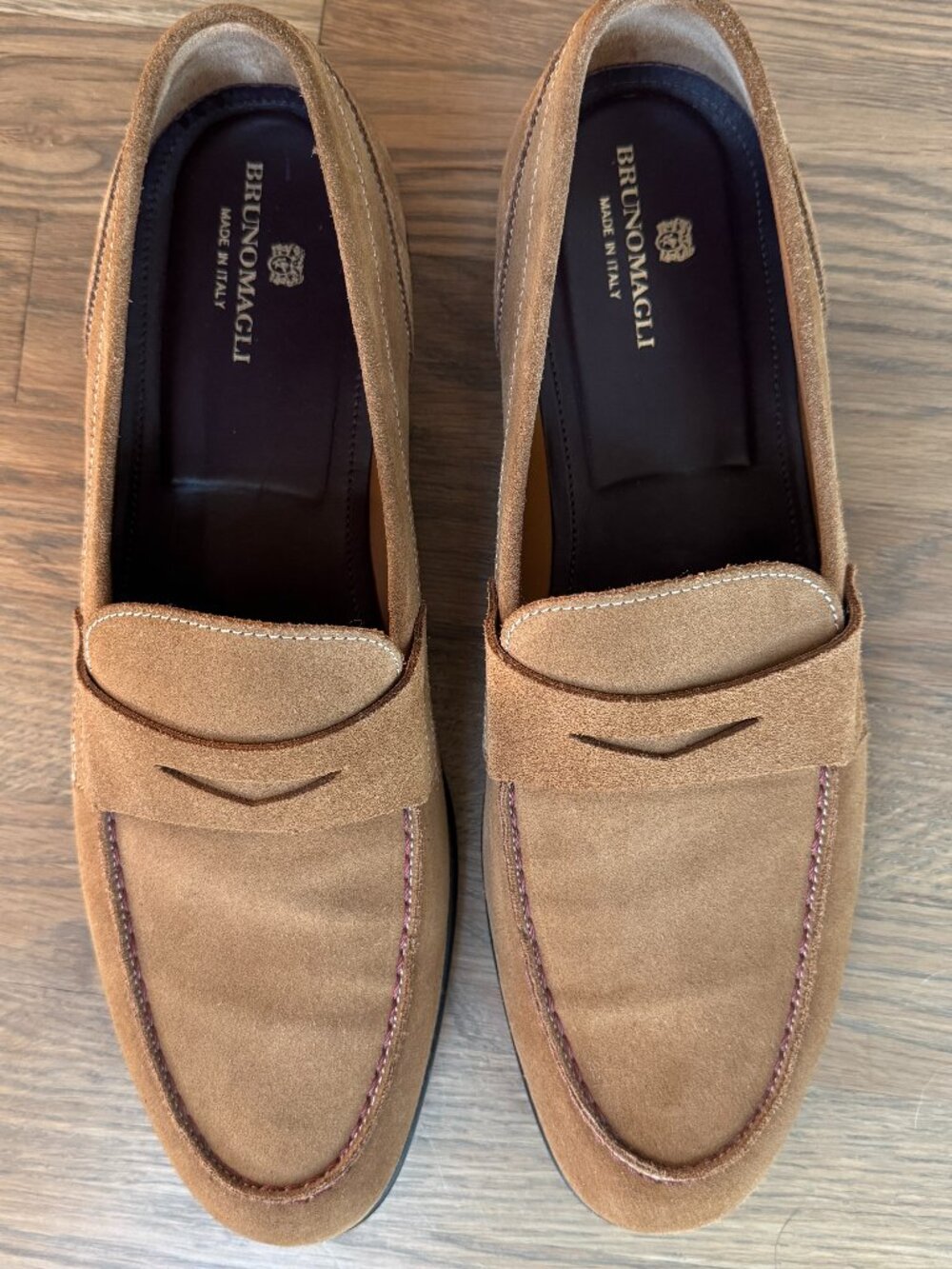 Bruno Magli Silas Suede Mens Penny Loafer Italy Cognac  [12m]